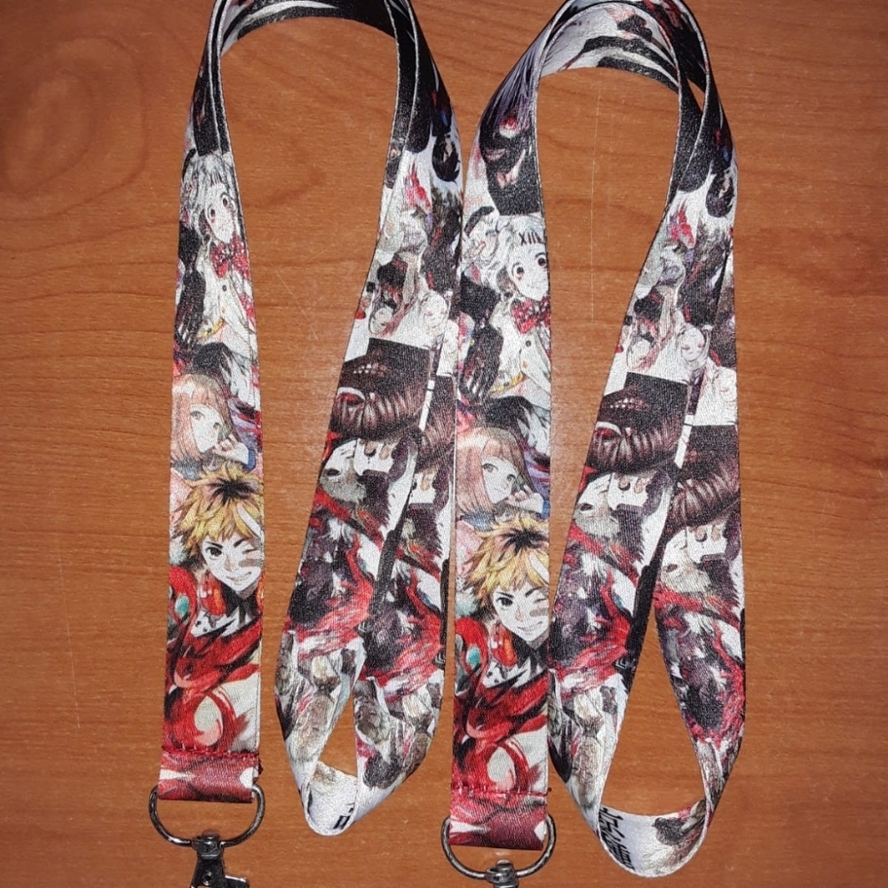 Y1. Best Japanese Anime Tokyo Ghoul Characters White Lanyard & metal Clip (2pcs)